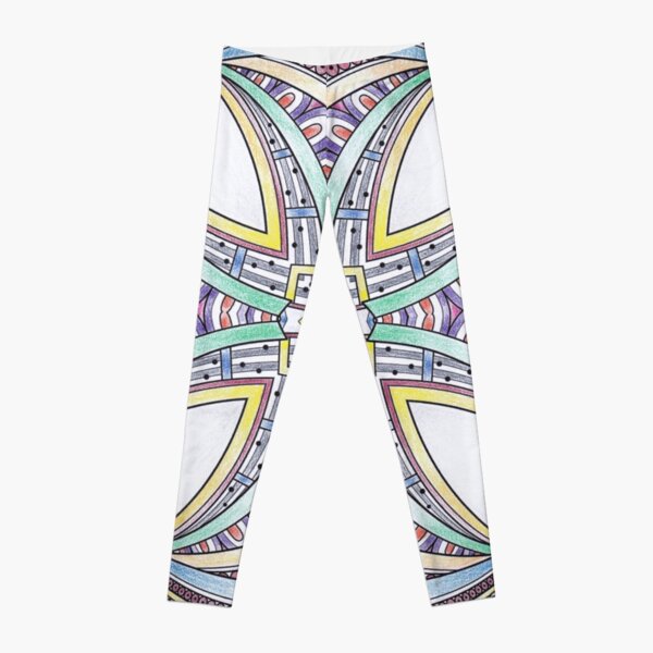Abstract Maltese Cross | Blue Geometric Pattern Leggings
