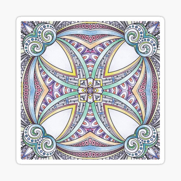 Abstract Maltese Cross | Blue Geometric Pattern Sticker