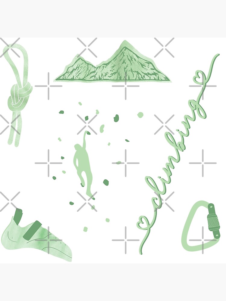 "Light Green Watercolor Climbing, Indoor Rock Climbing Pack" Poster for