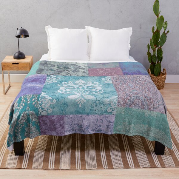 Item preview, Vintage Kilim Patchwork teal purle designed and sold by Delinda Graphic Studio.