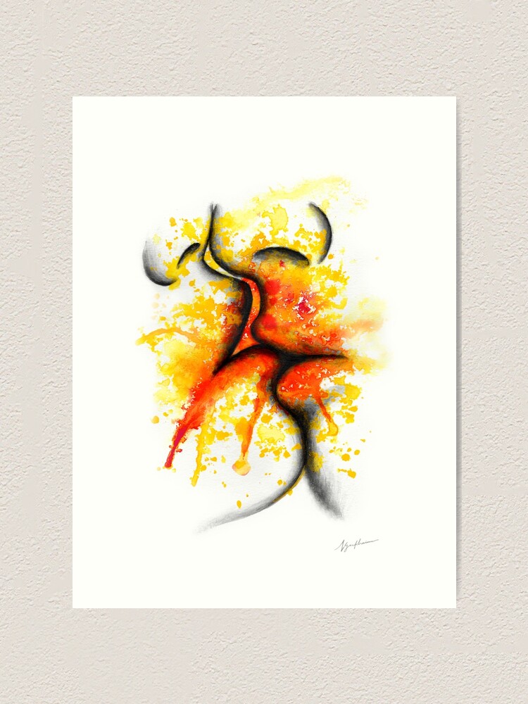 "Lip to Lip Erotic Art Illustration Love Lovers Relationship Couple
