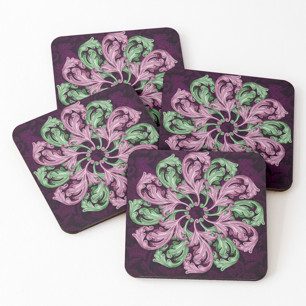 Acanthus mandala Coasters (Set of 4)