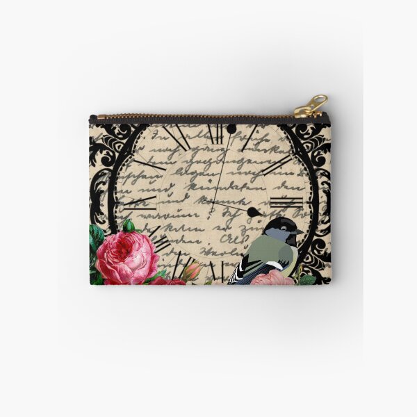 Item preview, Vintage Old Letter and Clock Face with Old Roses and Blue Tit Bird designed and sold by RosalieReeves.