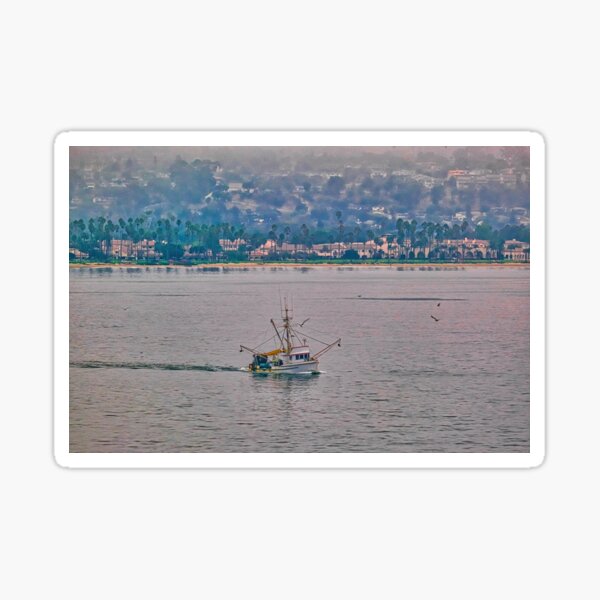 Shrimp Boat off California Coast Sticker