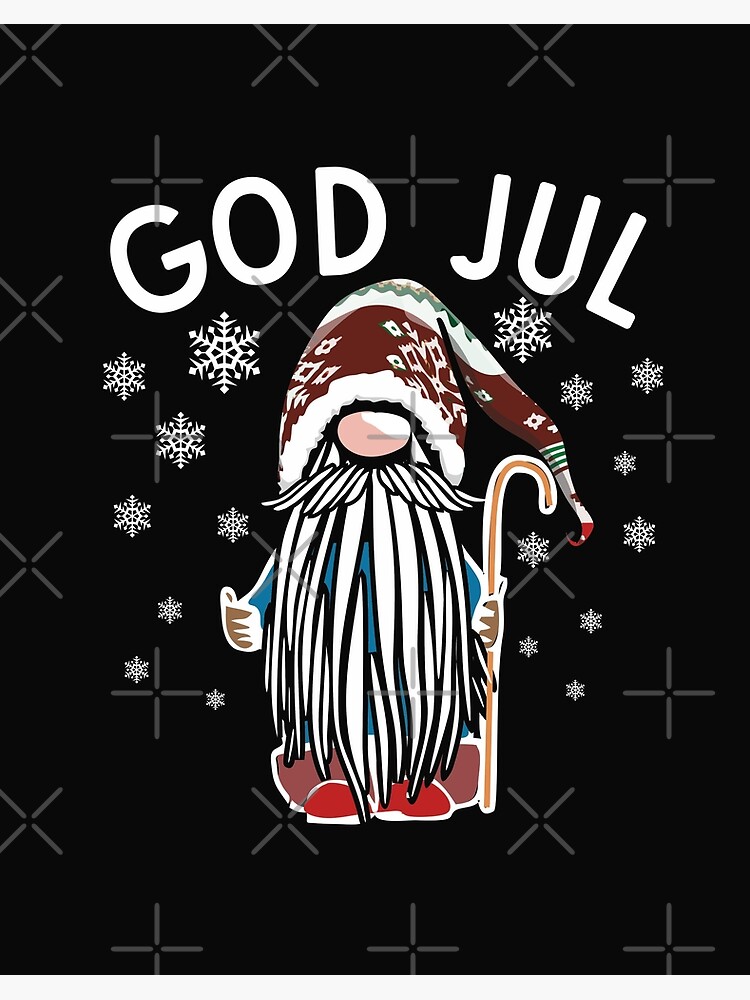 Impression Rigide Dieu Jul Barbu Gnome Joyeux Noel Suedois Elfe Magique Scandinave Par Alenaz Redbubble