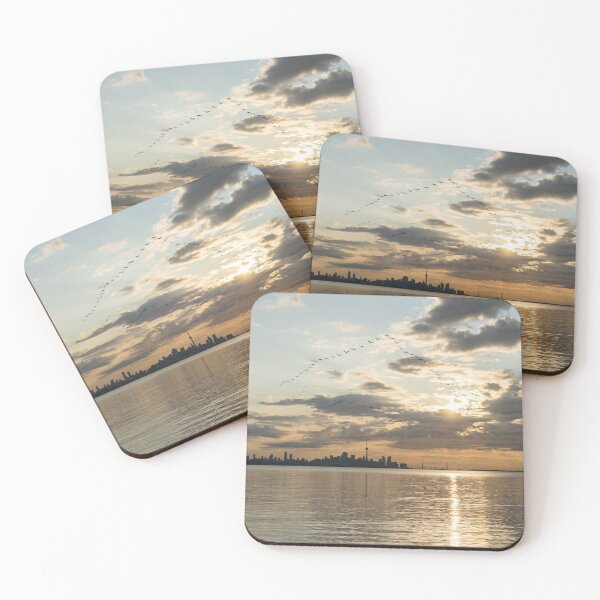 Item preview, Brilliant Bird Ribbons - Toronto Skyline with Streaming Bands of Cormorants designed and sold by Georgia Mizuleva.