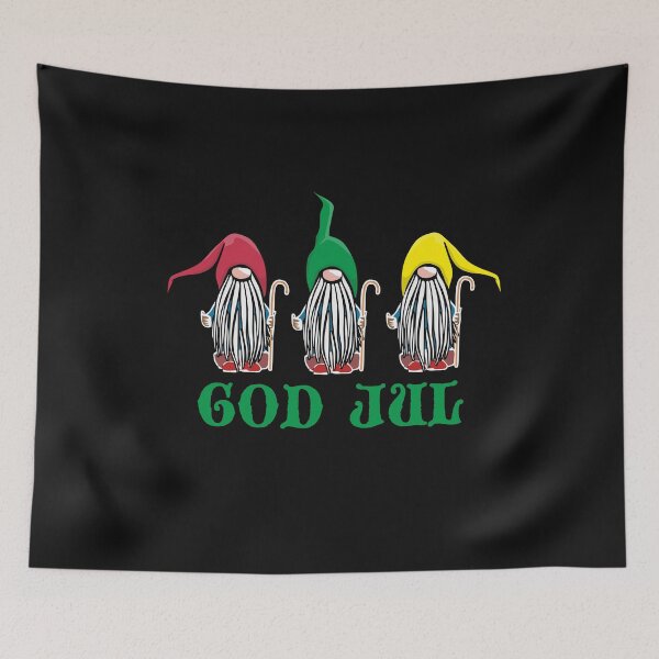 Item preview, God Jul Scandinavian Christmas there Swedish magical gnomes in funny hats fairy tail dwarf  designed and sold by alenaz.