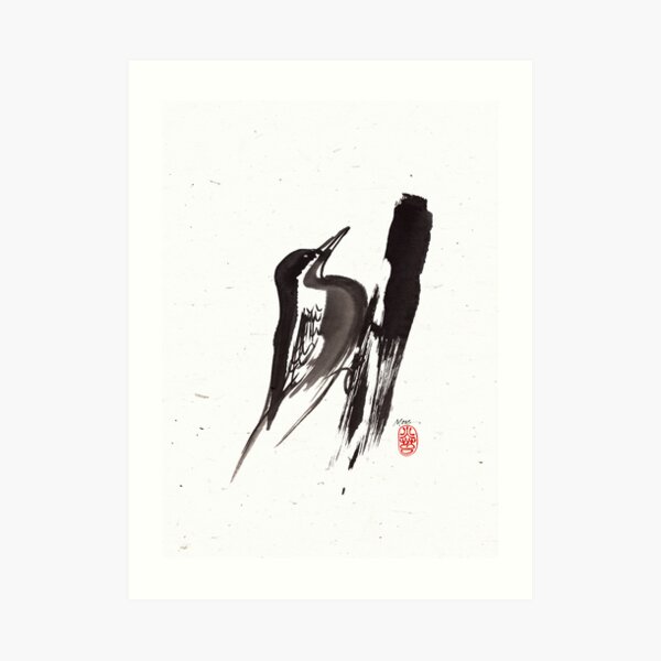 Nut Hatch Sumi-e Art Print