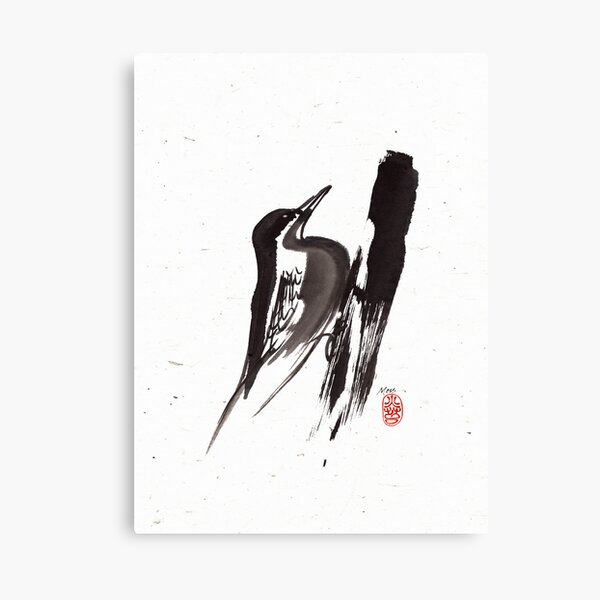 Nut Hatch Sumi-e Canvas Print