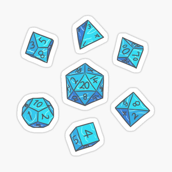 Dungeons and Dragons Sticker Sheet - Dice Set Blue Pattern Sticker