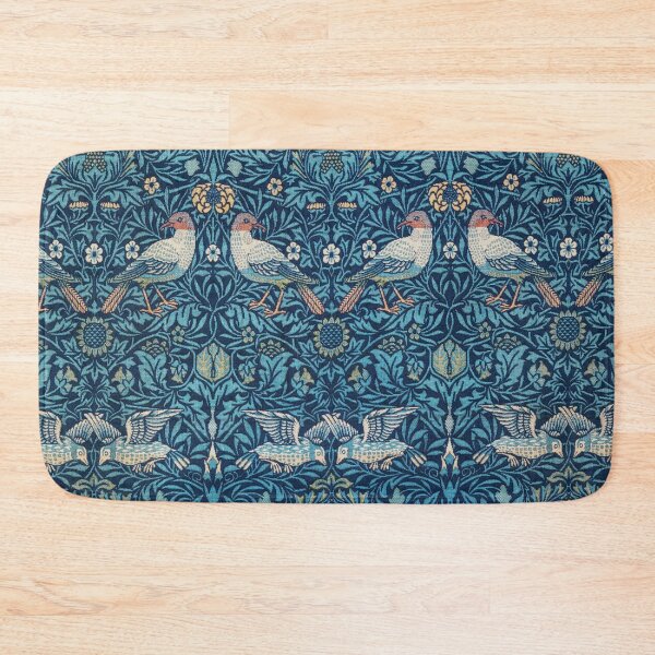 Item preview, WHITE BIRDS IN RED BLUE LEAVES ,FLOWERS Art Nouveau Floral designed and sold by BulganLumini.