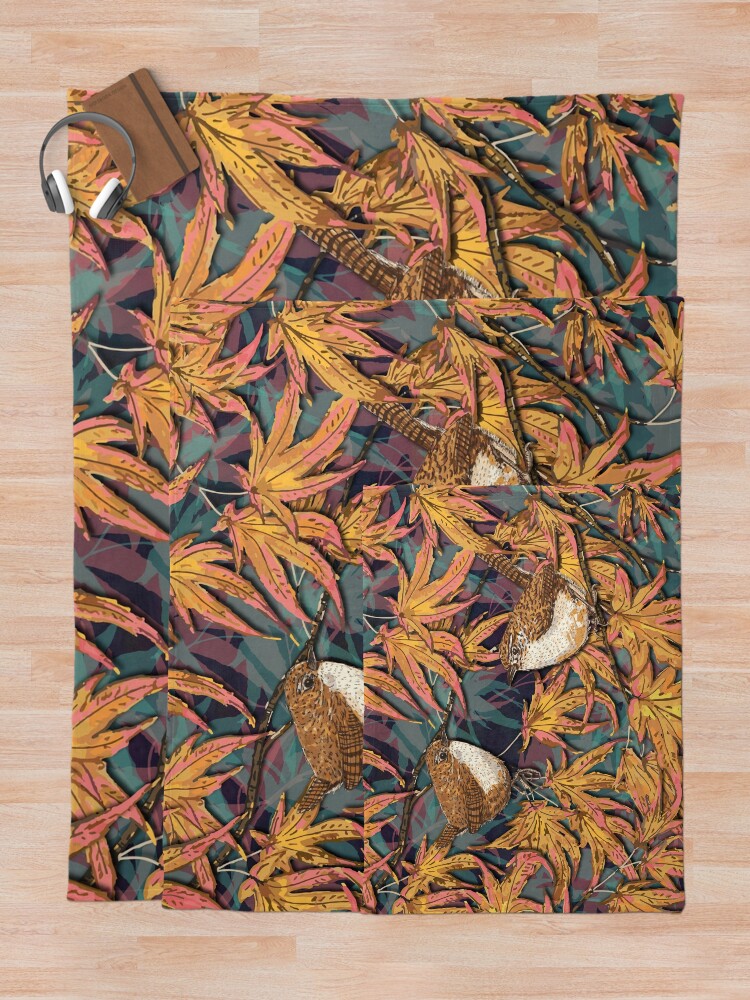 Alternate view of Garden Wrens Throw Blanket
