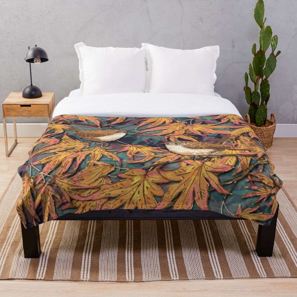 Garden Wrens Throw Blanket