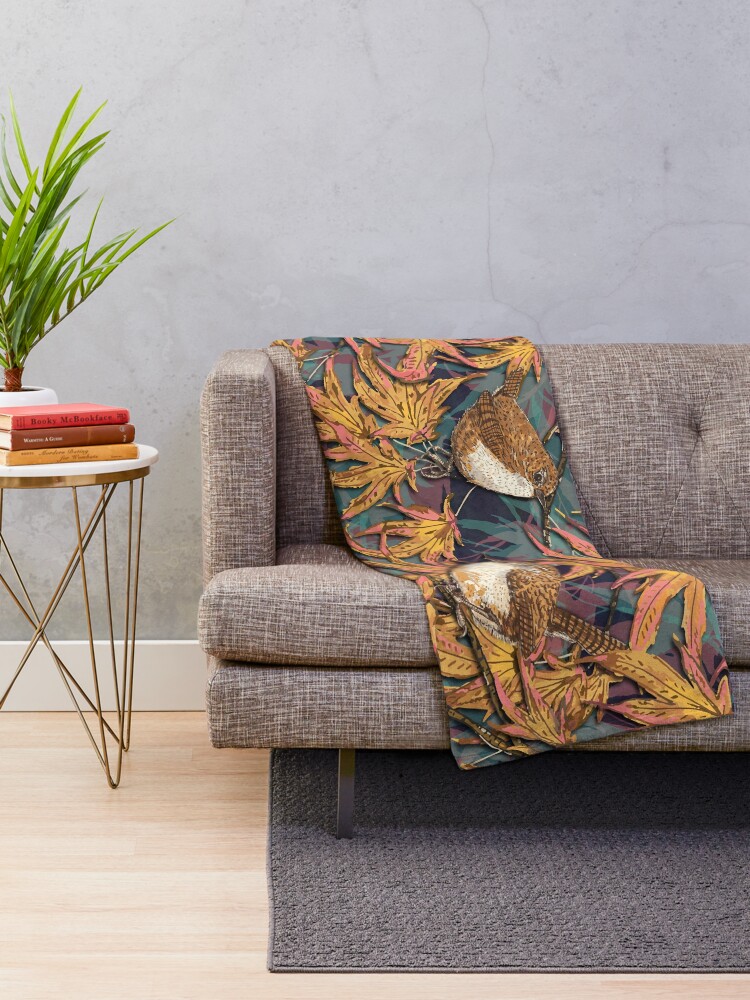 Alternate view of Garden Wrens Throw Blanket