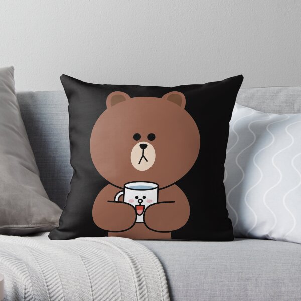 Cute brown bear and Cony Throw Pillow