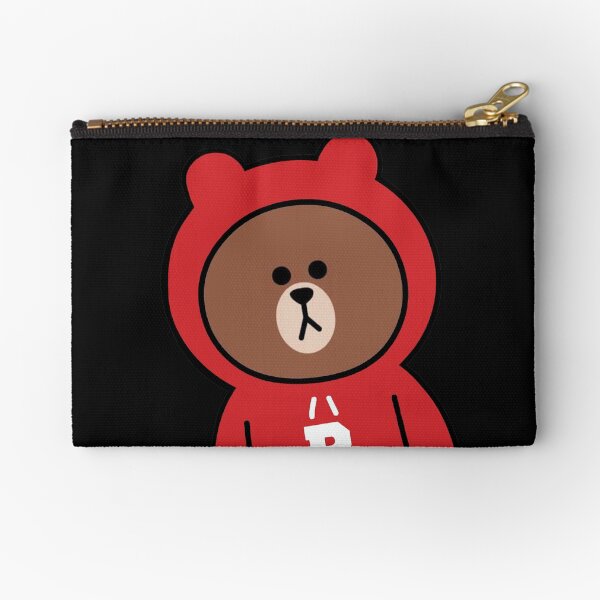 Cute brown bear hoodie Zipper Pouch