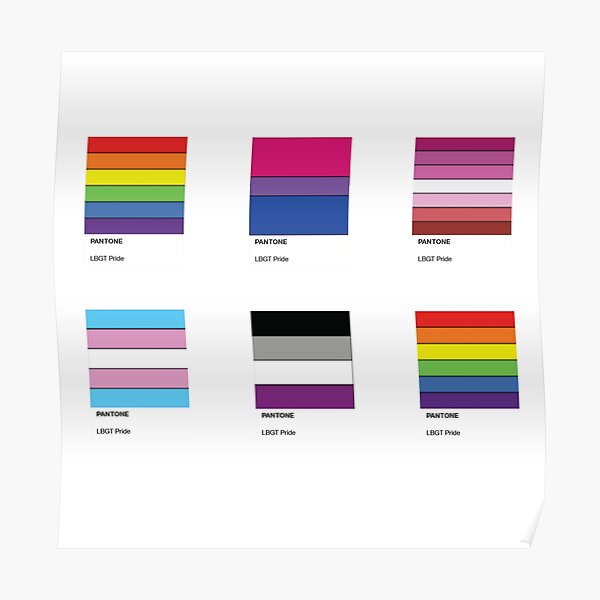 Pantone Lgbt Pride Flags Sticker Pack Poster By Tarynwalk Redbubble - lgbt 8 color flag roblox