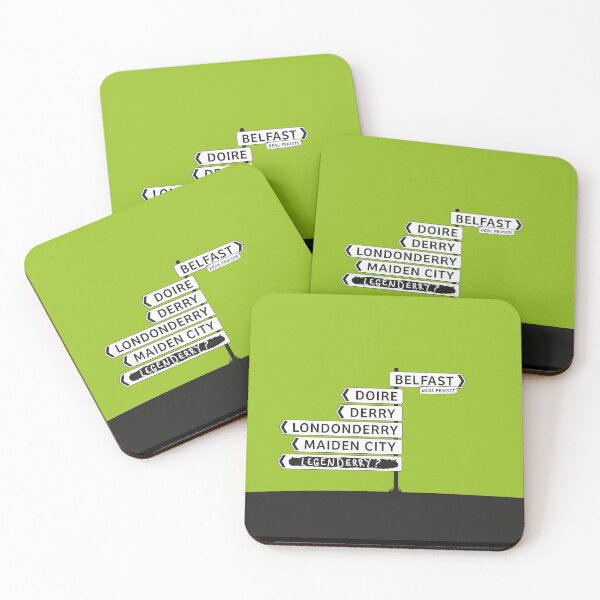 Derry/Londonderry - Belfast signposts Coasters (Set of 4)