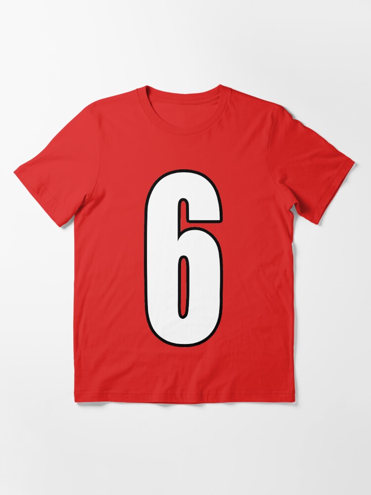 Alternate view of Football, Soccer, 6, 6th, Six, Sixth, Number Six, Sport, Team, Number, Red, Devils. Essential T-Shirt