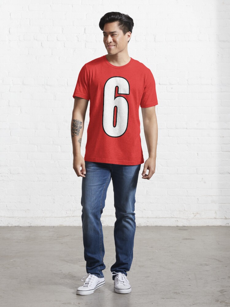 Alternate view of Football, Soccer, 6, 6th, Six, Sixth, Number Six, Sport, Team, Number, Red, Devils. Essential T-Shirt