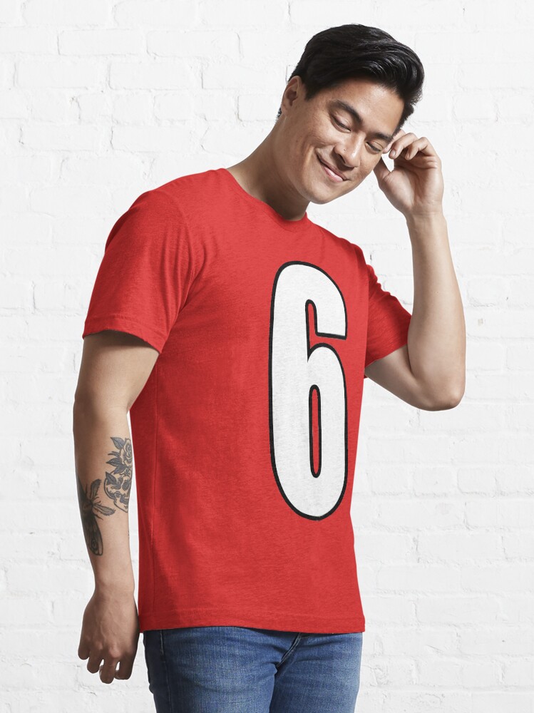 Alternate view of Football, Soccer, 6, 6th, Six, Sixth, Number Six, Sport, Team, Number, Red, Devils. Essential T-Shirt