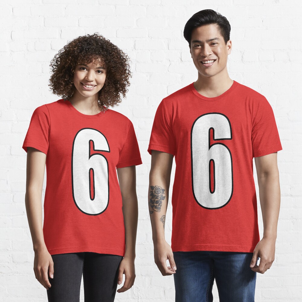 Football, Soccer, 6, 6th, Six, Sixth, Number Six, Sport, Team, Number, Red, Devils. Essential T-Shirt
