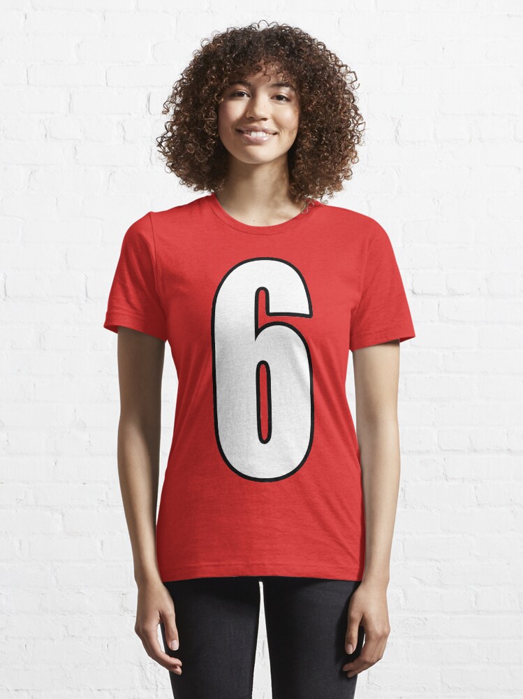 Alternate view of Football, Soccer, 6, 6th, Six, Sixth, Number Six, Sport, Team, Number, Red, Devils. Essential T-Shirt