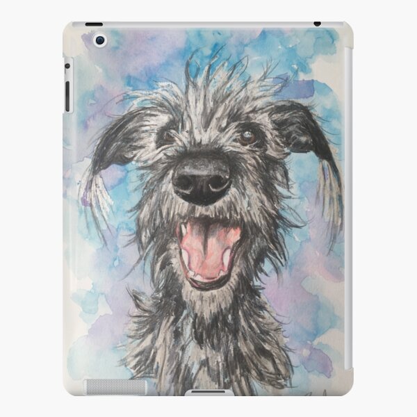Scruffy Lurcher , watercolour background iPad Snap Case