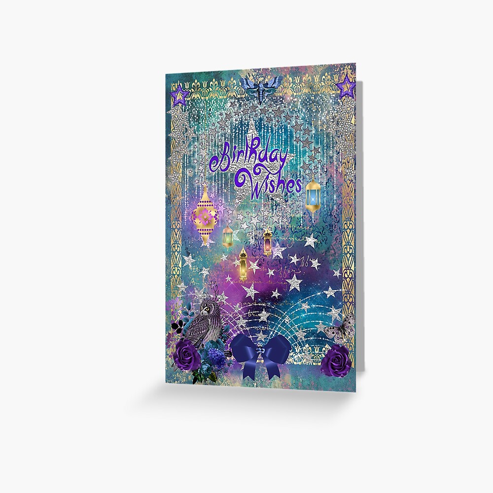 Birthday Wishes Whimsical Fantasy Art Greeting Card