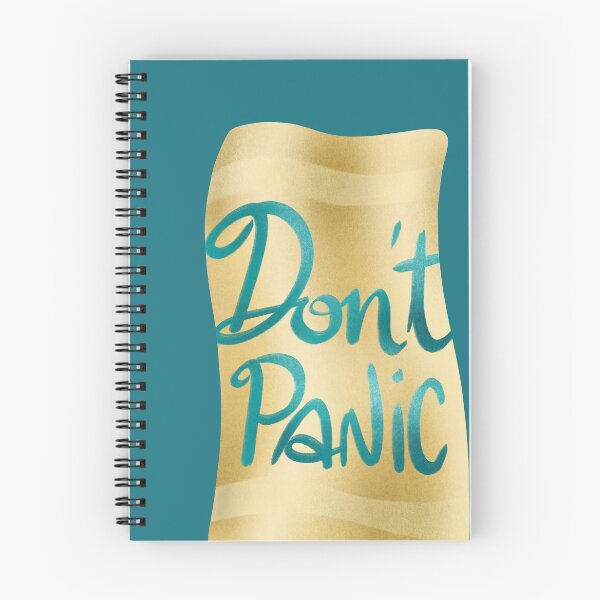 Item preview, Don't panic on golden towel designed and sold by Marlene Wagenhofer.