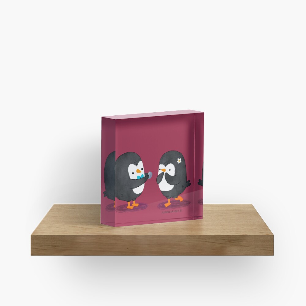 Penguins Valentines Acrylic Block