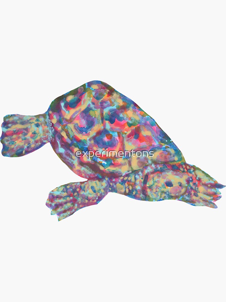 Thumbnail 3 of 3, Sticker, Rainbow turtle designed and sold by experimentons.