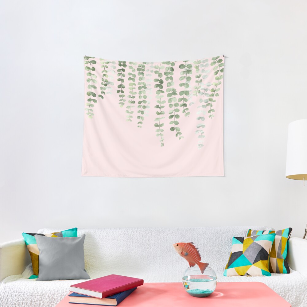 Eucalyptus Watercolor Pink Tapestry
