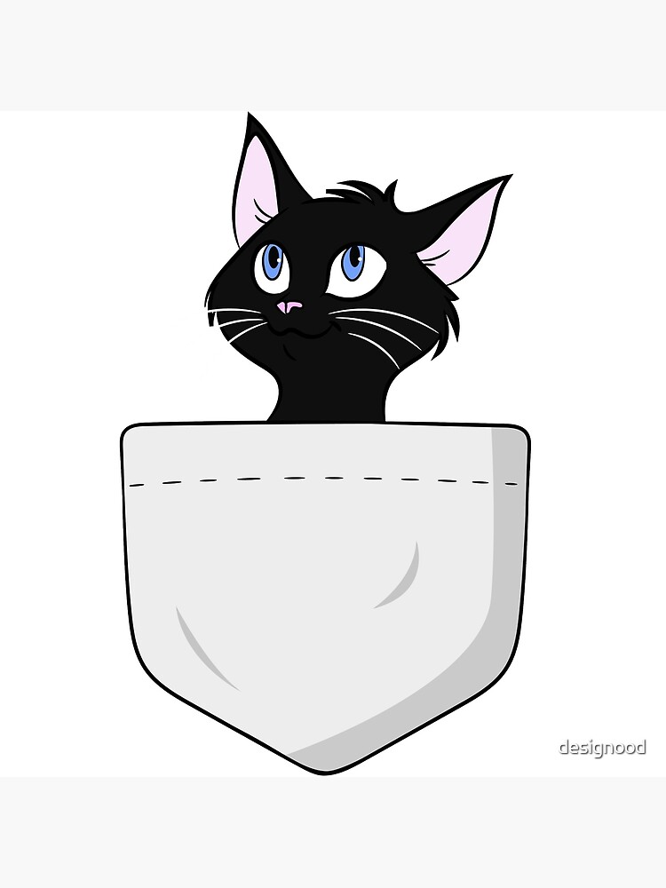 Niedliche lustige schwarze Katze im Taschen-Shirt-Geschenk | Galeriedruck