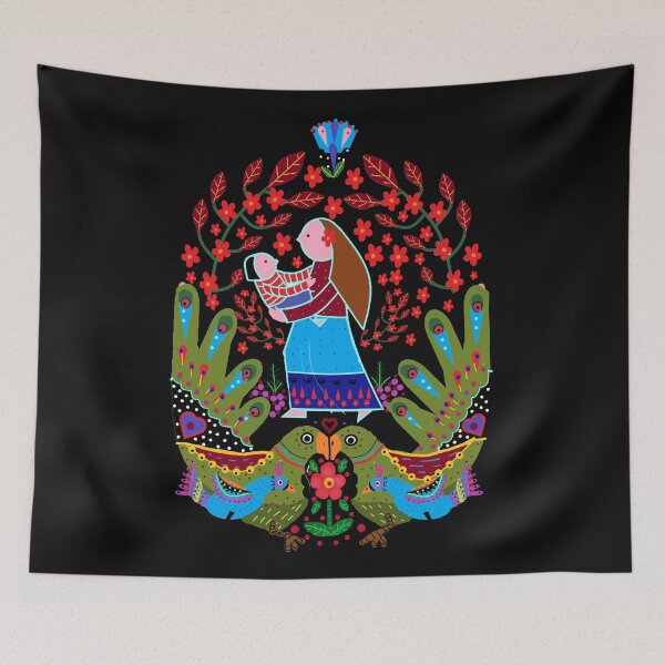 Item preview, Copy of folk birds of motherhood (black background) designed and sold by AWAarts.