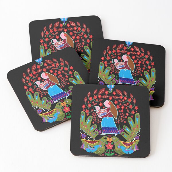 Item preview, Copy of folk birds of motherhood (black background) designed and sold by AWAarts.