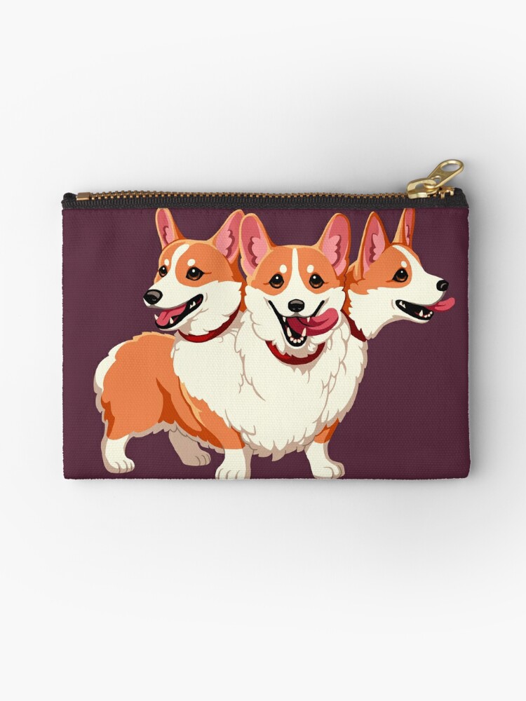 Jolly corgis in green Zipper Pouch for Sale by Colordrilos