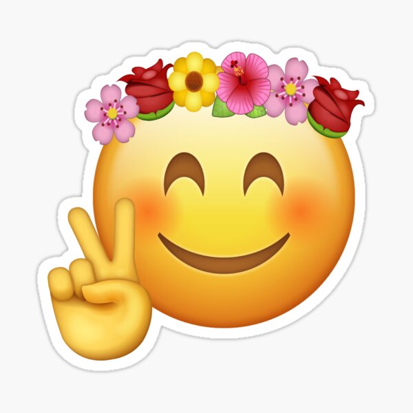 "hipster emoji flower crown peace sign" Sticker by cameronbaba