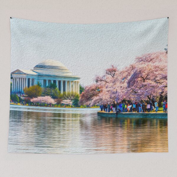 Item preview, Jefferson Memorial Cherry Blossoms Oil Rendering designed and sold by srgreen.
