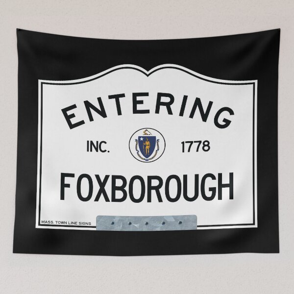 Item preview, Entering Foxborough, Massachusetts Town Line Sign, with Bracket, Clean Appearance designed and sold by TownLineSigns.