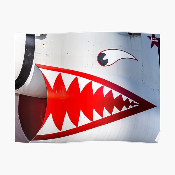 "Fighter Jet Shark Face" Poster by srgreen | Redbubble