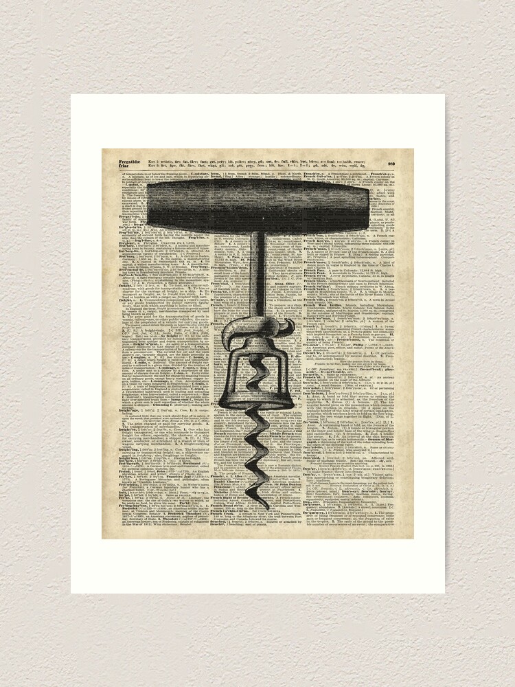 Vintage Corkscrew Over Old Encyclopedia Page Art Print for Sale by  DictionaryArt