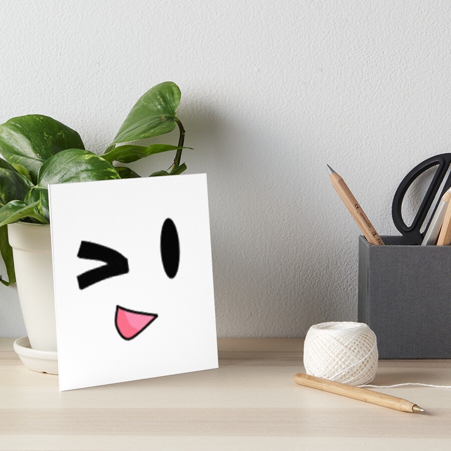 Roblox Wink Face Smiley Emoticon Video Game Art Board Print By Best5trading Redbubble - wink roblox