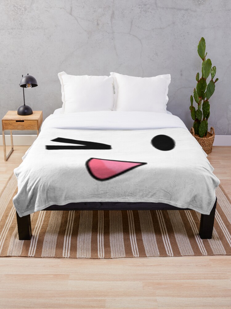 Roblox Wink Face Smiley Emoticon Video Game Throw Blanket By Best5trading Redbubble - roblox face size