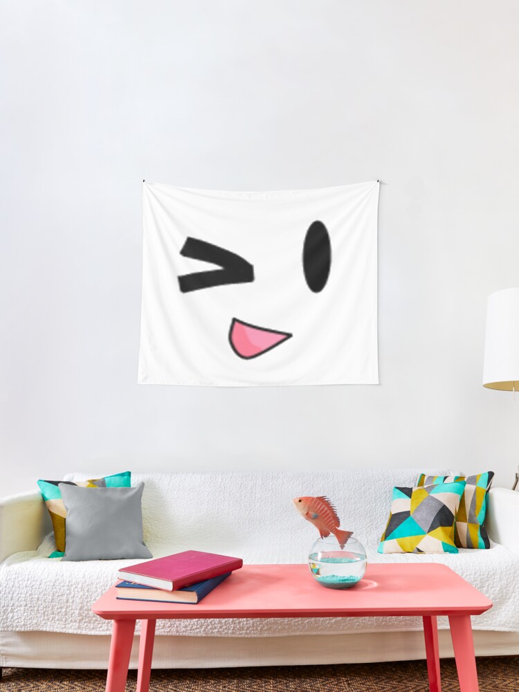 Roblox Wink Face Smiley Emoticon Video Game Tapestry By