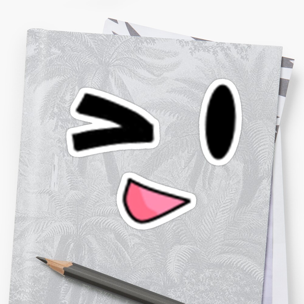Roblox Wink Face Smiley Emoticon Video Game Sticker By - roblox face stationery redbubble