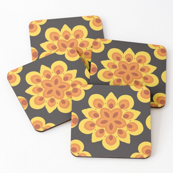 Item preview, Retro Flowers Yellow Amber Brown Flower Power Design designed and sold by Artification.