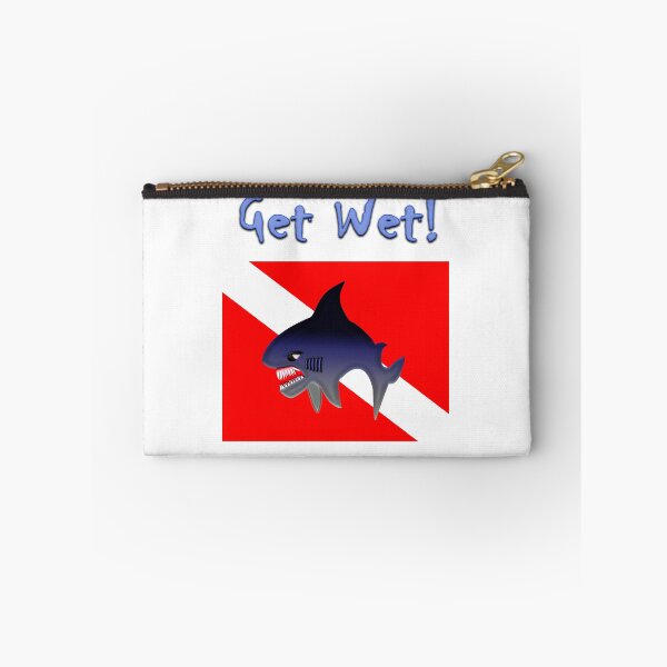 Item preview, Get wet angry shark scuba diver, dive flag design designed and sold by SumoShark.