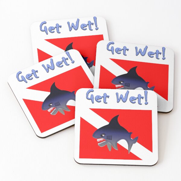 Item preview, Get wet angry shark scuba diver, dive flag design designed and sold by SumoShark.