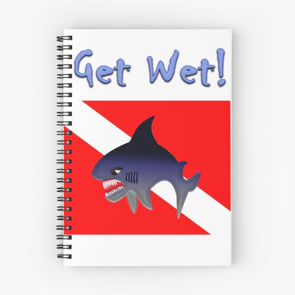 Item preview, Get wet angry shark scuba diver, dive flag design designed and sold by SumoShark.